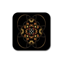 Fractal Stained Glass Ornate Rubber Square Coaster (4 pack) 