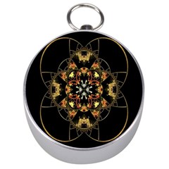 Fractal Stained Glass Ornate Silver Compasses