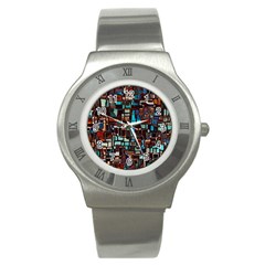 Stained Glass Mosaic Abstract Stainless Steel Watch by Sapixe