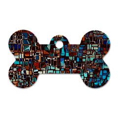 Stained Glass Mosaic Abstract Dog Tag Bone (two Sides)