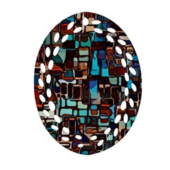 Stained Glass Mosaic Abstract Oval Filigree Ornament (two Sides)