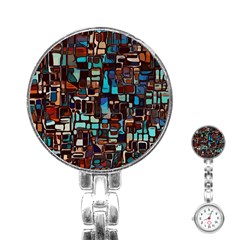 Stained Glass Mosaic Abstract Stainless Steel Nurses Watch