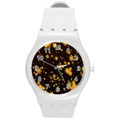 Background Black Blur Colorful Round Plastic Sport Watch (m)