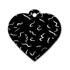 Scribbles Lines Drawing Picture Dog Tag Heart (one Side) by Sapixe