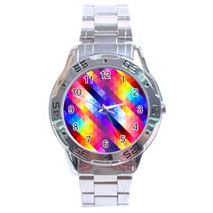 Abstract Background Colorful Pattern Stainless Steel Analogue Watch