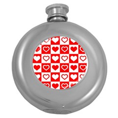 Background Card Checker Chequered Round Hip Flask (5 Oz)