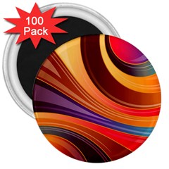 Abstract Colorful Background Wavy 3  Magnets (100 Pack)