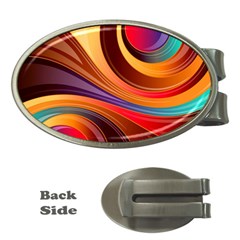 Abstract Colorful Background Wavy Money Clips (oval) 
