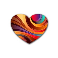 Abstract Colorful Background Wavy Rubber Coaster (heart)  by Sapixe