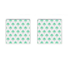 Plant Pattern Green Leaf Flora Cufflinks (square) by Sapixe