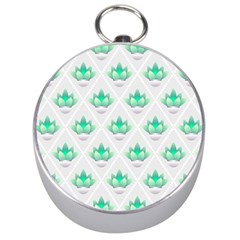 Plant Pattern Green Leaf Flora Silver Compasses