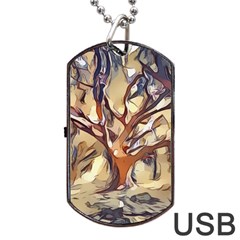 Tree Forest Woods Nature Landscape Dog Tag Usb Flash (one Side) by Sapixe