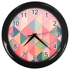 Background Geometric Triangle Wall Clock (black)