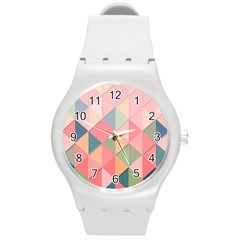 Background Geometric Triangle Round Plastic Sport Watch (m) by Sapixe