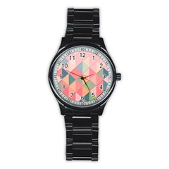 Background Geometric Triangle Stainless Steel Round Watch by Sapixe