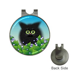 Kitten Black Furry Illustration Hat Clips With Golf Markers by Sapixe