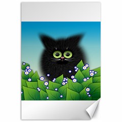 Kitten Black Furry Illustration Canvas 20  X 30  by Sapixe