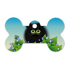 Kitten Black Furry Illustration Dog Tag Bone (two Sides)