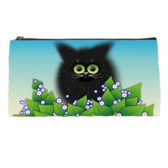 Kitten Black Furry Illustration Pencil Cases