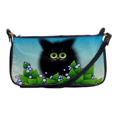 Kitten Black Furry Illustration Shoulder Clutch Bag by Sapixe