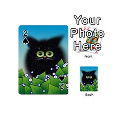 Kitten Black Furry Illustration Playing Cards Double Sided (mini)