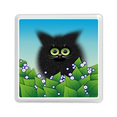 Kitten Black Furry Illustration Memory Card Reader (square) by Sapixe