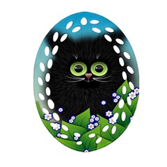 Kitten Black Furry Illustration Ornament (oval Filigree) by Sapixe