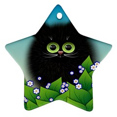 Kitten Black Furry Illustration Star Ornament (two Sides)