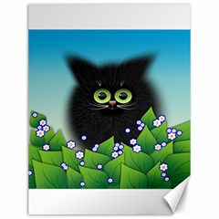 Kitten Black Furry Illustration Canvas 12  X 16  by Sapixe