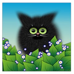 Kitten Black Furry Illustration Large Satin Scarf (square) by Sapixe