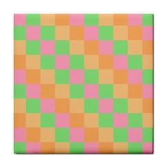 Checkerboard Pastel Squares Tile Coasters