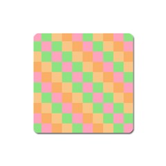 Checkerboard Pastel Squares Square Magnet