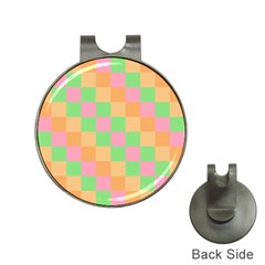 Checkerboard Pastel Squares Hat Clips with Golf Markers