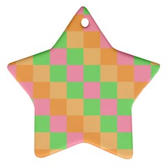 Checkerboard Pastel Squares Star Ornament (Two Sides)