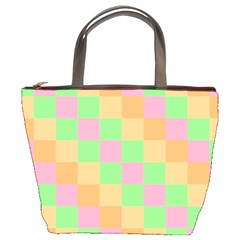 Checkerboard Pastel Squares Bucket Bag