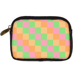 Checkerboard Pastel Squares Digital Camera Leather Case