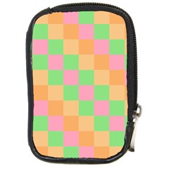 Checkerboard Pastel Squares Compact Camera Leather Case