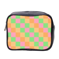 Checkerboard Pastel Squares Mini Toiletries Bag (Two Sides)