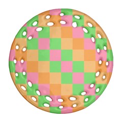 Checkerboard Pastel Squares Ornament (Round Filigree)