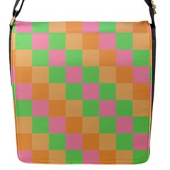 Checkerboard Pastel Squares Flap Closure Messenger Bag (S)