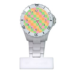 Checkerboard Pastel Squares Plastic Nurses Watch