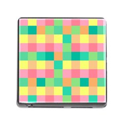 Checkerboard Pastel Squares Memory Card Reader (square 5 Slot) by Sapixe