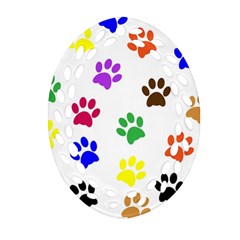 Pawprints Paw Prints Paw Animal Ornament (oval Filigree) by Sapixe