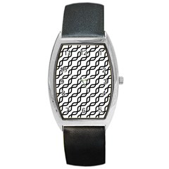 Diagonal Stripe Pattern Barrel Style Metal Watch by Sapixe