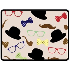 Moustache Hat Bowler Bowler Hat Double Sided Fleece Blanket (large)  by Sapixe