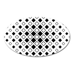 Square Diagonal Pattern Monochrome Oval Magnet by Sapixe