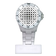 Square Diagonal Pattern Monochrome Plastic Nurses Watch by Sapixe