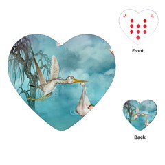 Cute Baby Is Coming With Stork Playing Cards (heart) by FantasyWorld7