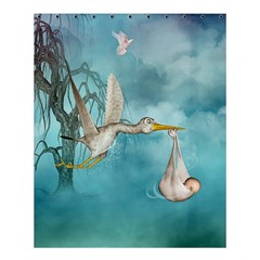 Cute Baby Is Coming With Stork Shower Curtain 60  X 72  (medium)  by FantasyWorld7