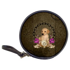 Cute Little Puppy With Flowers Classic 20-cd Wallets by FantasyWorld7